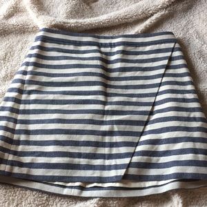 blue and cream striped skirt